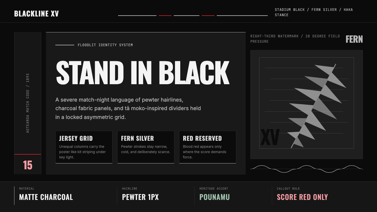 NZ All Blacks Rugby Haka Fern design style — example