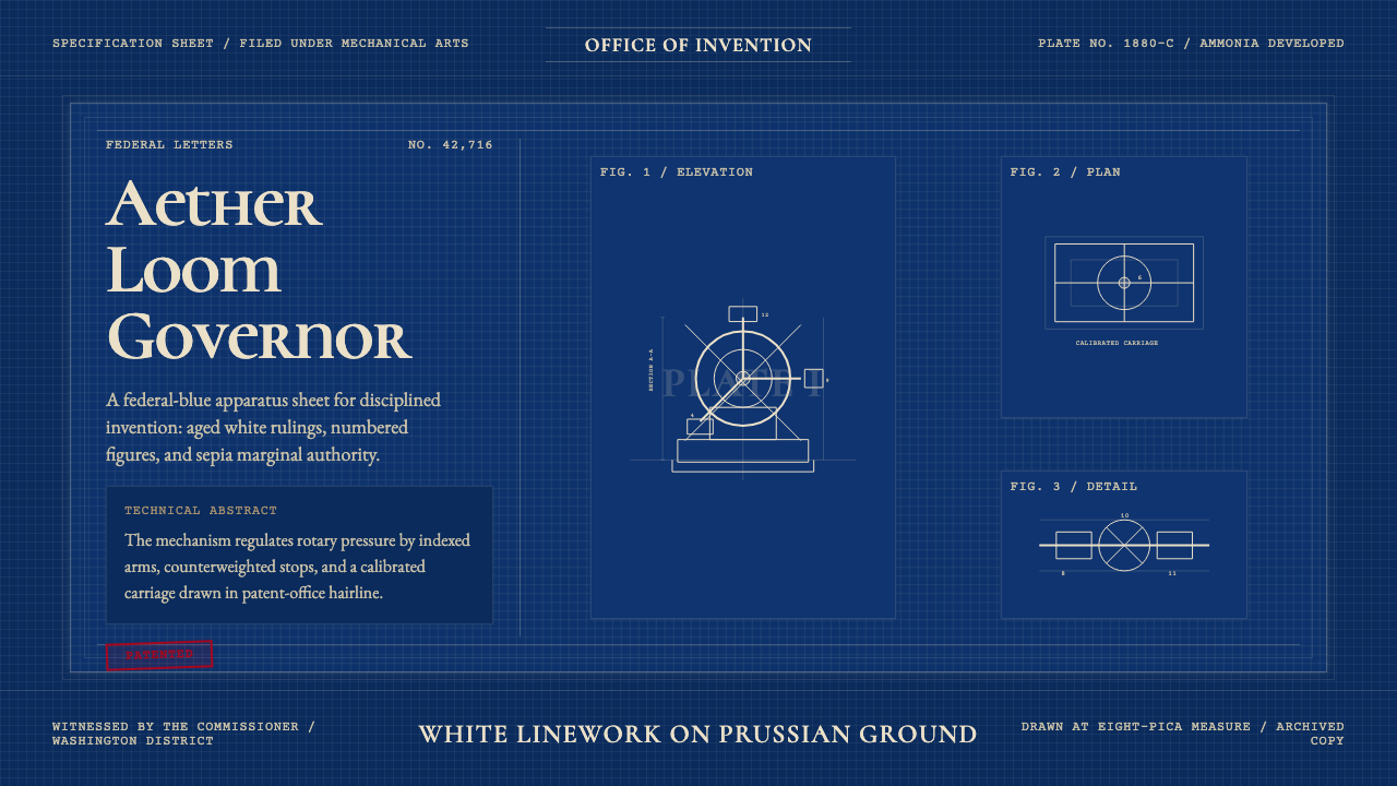 Patent Cyanotype Drawing (1880) design style — example
