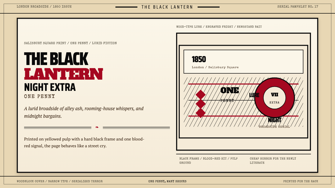 Penny Dreadful Victorian Headline (1850) design style — example