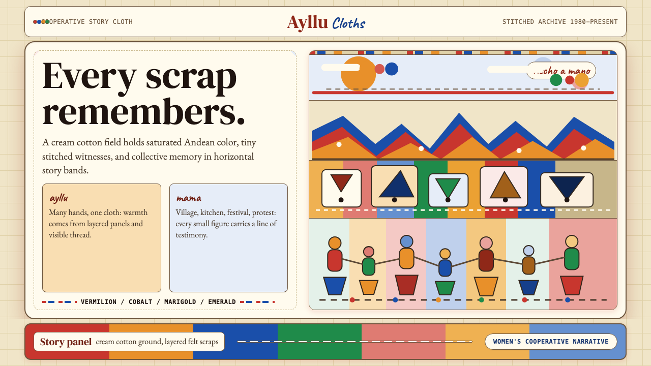 Peruvian Arpillera (Story-Cloth) design style — example