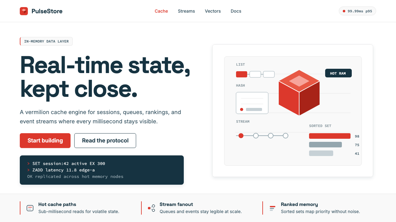 Redis Cache Red design style — example
