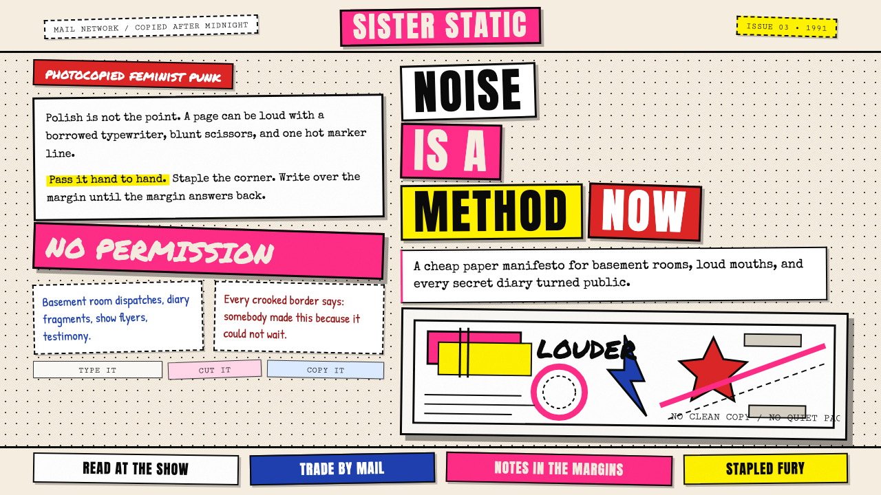 Riot Grrrl Zine (1991) design style — example