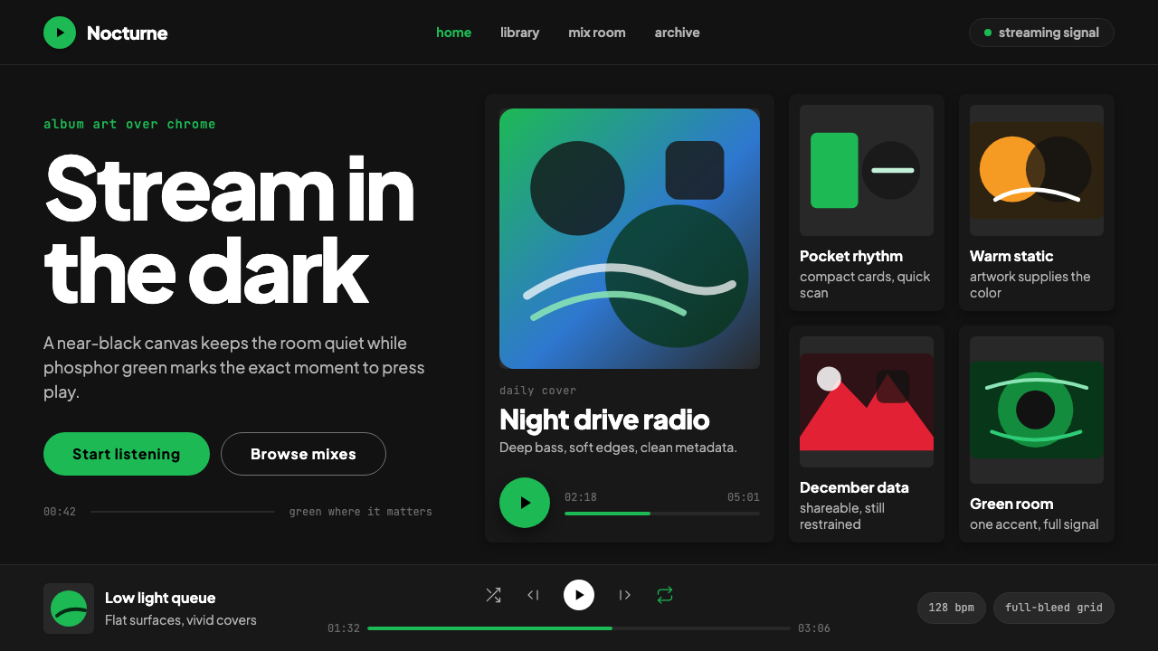 Spotify Dark design style — example