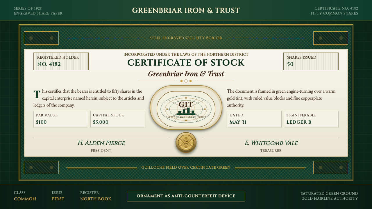 Stock Certificate design style