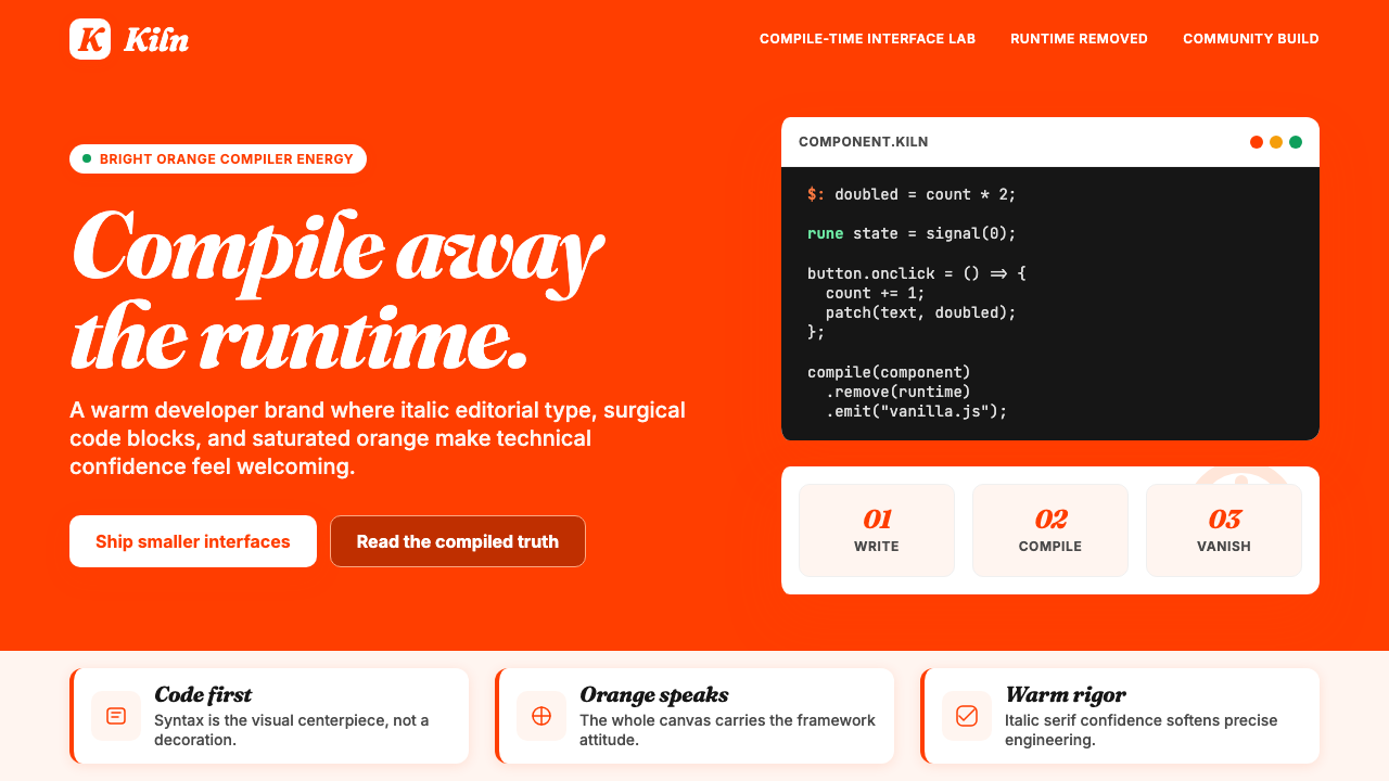 Svelte Compiler Orange design style — example