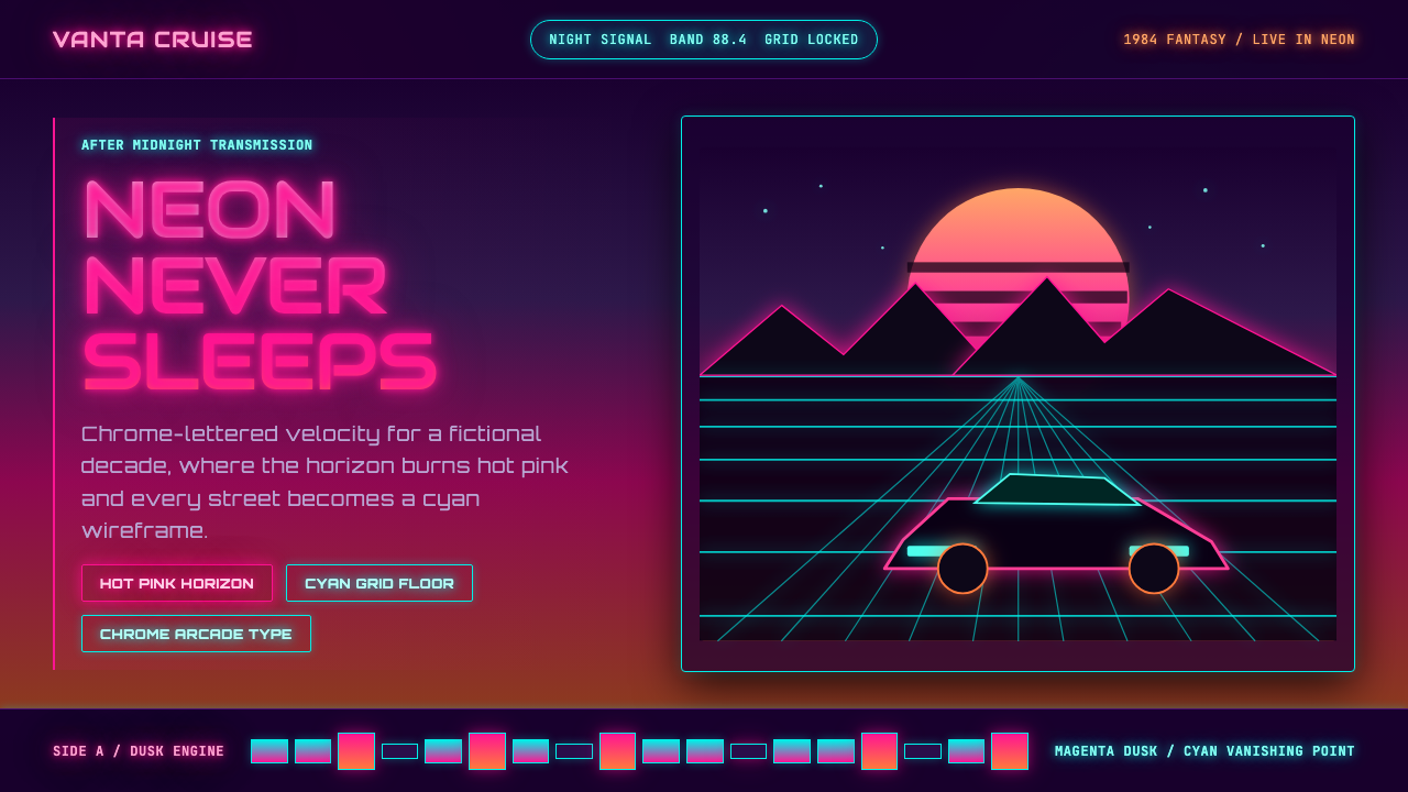 Synthwave Outrun 1984 design style — example