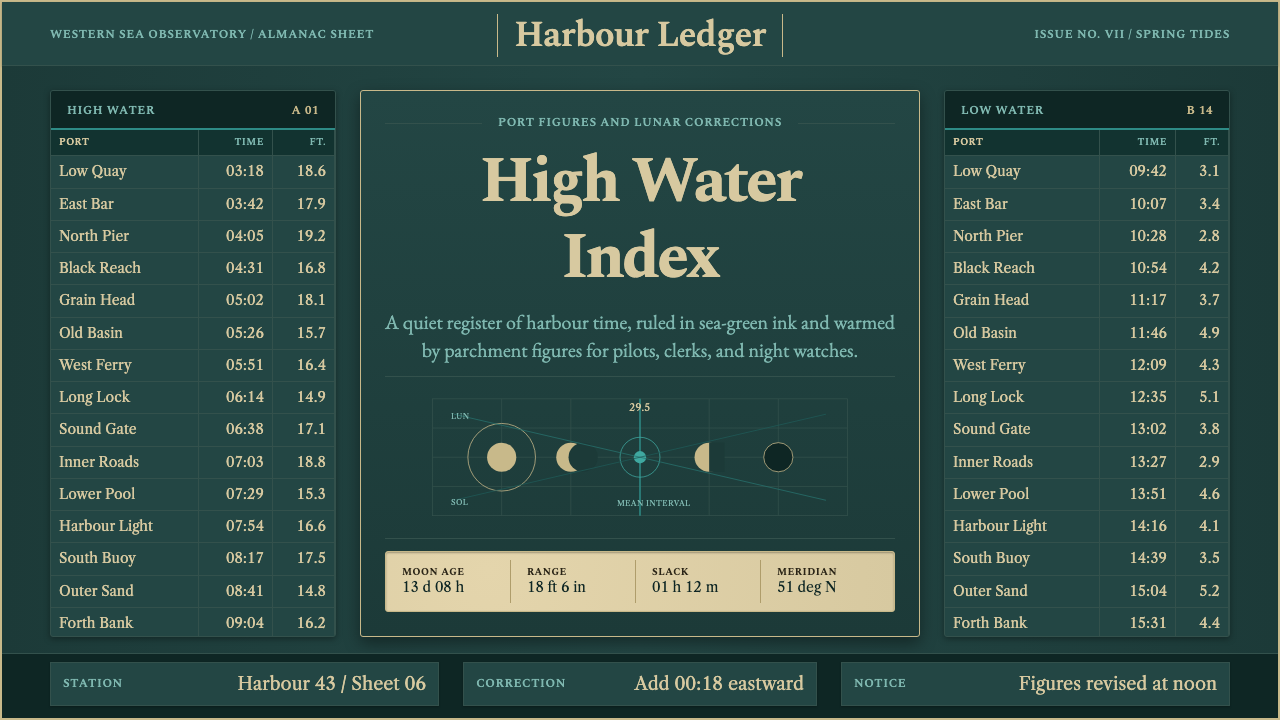 Tide Table Almanac design style