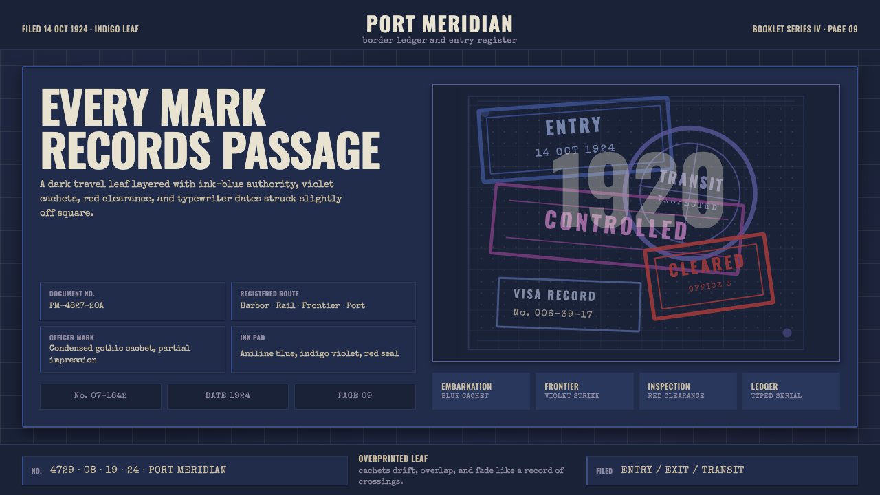Vintage Passport Stamps design style