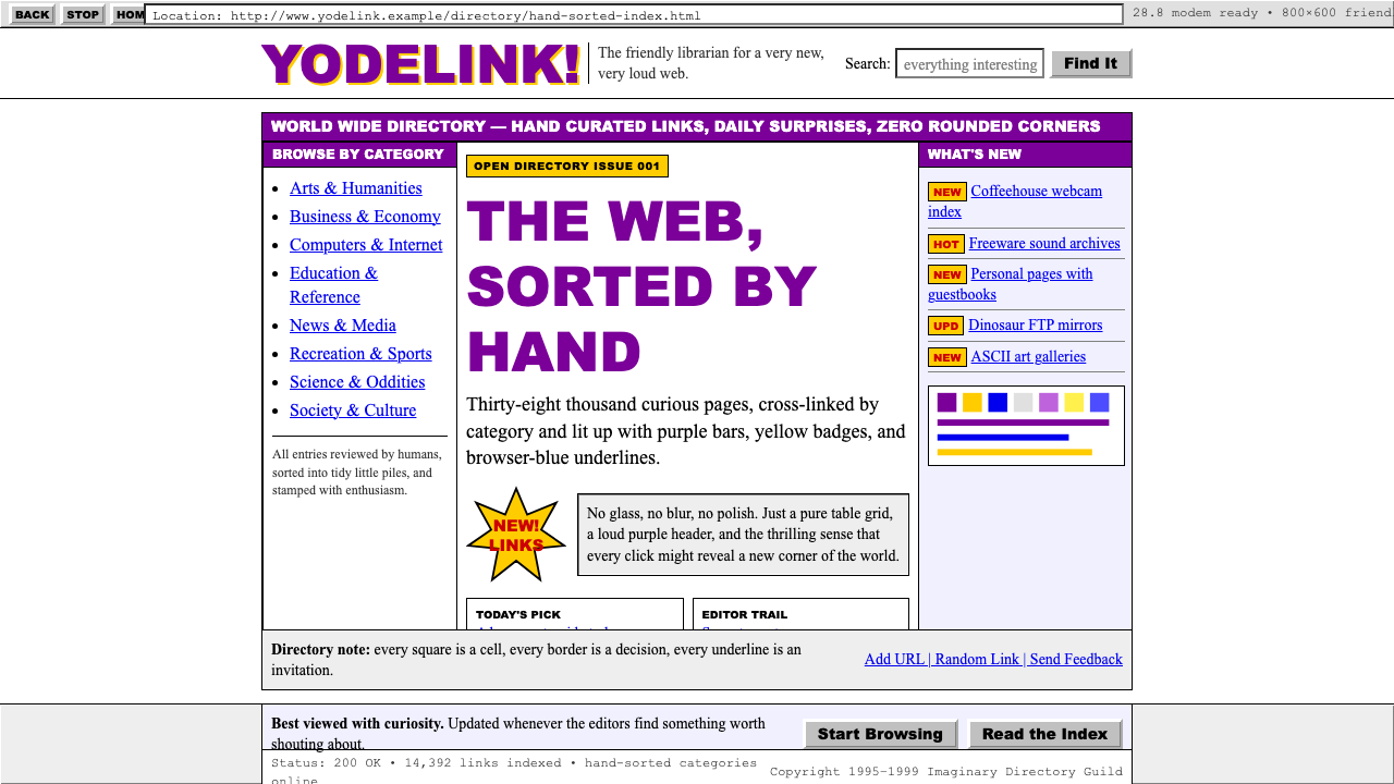 Yahoo! 1995 design style — example