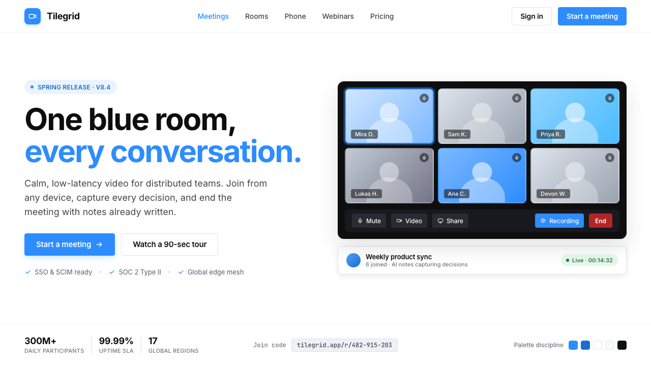 Zoom Meeting Blue design style — example